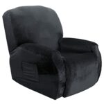 Topchances Recliner Chair Cover 1 Seater - Super Soft Velvet Stretch Recliner Chair Covers Sofa Chair Slipcover with Side Pocket for Single Seat