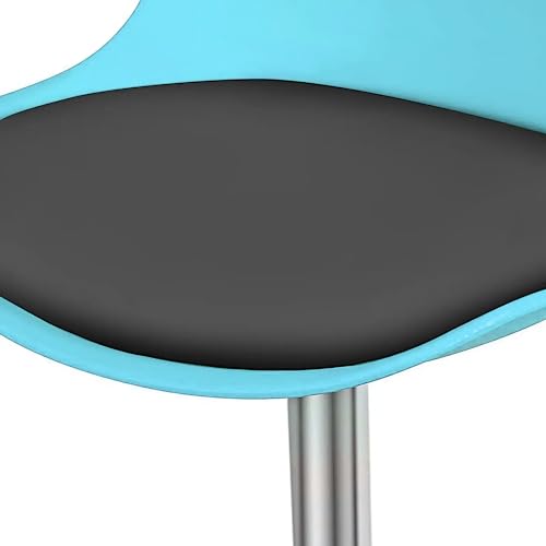 MoNiBloom Set of 2 Modern Blue PU Leather Bar Stools, Height Adjustable Plastic Barstools with Comfortable Cushion, 360° Swivel High Back Bar Cha