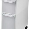 OPSREY Small Bathroom Storage Corner Floor Cabinet, Narrow Bath Sink Organizer with Drawers and Casters, Toilet Paper Organizer Cabinet
