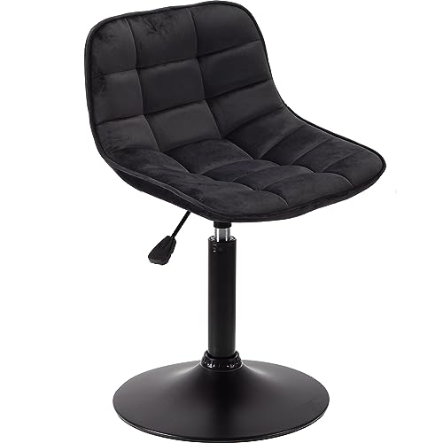 T-THREE.Dresser Stool, Swivel Chair, Barstool Set of 2,Suede, Adjustable Pneumatic Lift for Kitchen, Counter, Home, Dressing Room and Bar(Black)