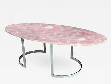 Gifts And Artefacts 48 x 72 Inches Elegant Look Bathroom Slab Resin Art Oval Shape Rose Quartz Stone Dining Table for Home Furniture Decor