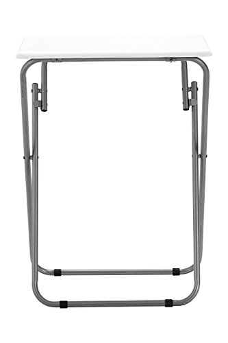 Premier Housewares Folding Table with Silver Frame, 48 x 38 x 66 cm, Laptop Table, Snack Table - White