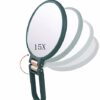 1X 5X Handheld Mirror with Handle for Travel， Magnifying Mirror, Magnification, Rotation Adjustable Handle, Double Sided Folding, Mirror for Wome