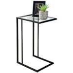 Tok Mark Traders Sofa Side Table End Table Coffee Table Tempered Glass Top Metal Frame Nightstand Table Beside Table Black