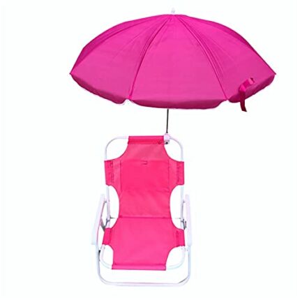 Syfinee Kids Beach Folding Chairs with Parasol,Outdoor Beach Recliner Garden Sunloungers Multifunctional Portable Deck Chairs for Children