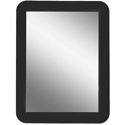Magnetic Locker Mirror for School Locker, Gym Locker, Office Cabinet, Workshop or Refrigerator, Makeup Mirror, 5" x 7" (Black)