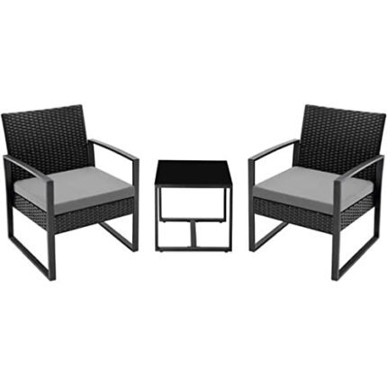 TJLSS Gray Deck PE Outdoor 3-piece Rattan Set White Appearance Universal Material Use