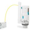 Adjustable Toilet Dual Flush Valve with Push Button Toilet Flush System Replacement Universal WRAS Approved 1.5" or 2" Outlet 300mm Cable Cistern