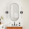 EGHOME Chrome Oval Recessed Bathroom Medicine Cabinet with Mirror Stainless Steel Metal Framed Oblong Pill Shaped Bathroom Cabinet with Mirror 16