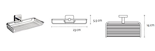 Kapitan Quattro Stainless Steel Compact Bath Shelf Shower Tray Basket, Wall Mounted, AISI 304, Polished Finish, Made in EU, 20 Years Warranty
