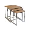 ASPECT Alana Set of 3 Nesting Table-Vintage Wooden Tops/Steel Black Legs, 40x40x42 cm