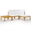 WODMB Garden Furniture 4 pcs with cushions Cream Solid Acacia Wood Garden Set Outdoor Furniture (Color : A, Size : One size)