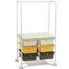 DINGZZ 6 Drawer Rolling Storage Cart Hanging Bar Office Dining Room Kitchen Handle Dining Cart (Color : black-Blue Exorcist1, Size : 1pcs)