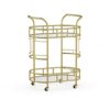 SLNFXC Bar Cart, Gold Metal And Glass Serving Cart,With Wheels And Handle,For Kitchen, Club, Living Room, Bar