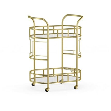 BHVXW Bar Cart, Gold Metal And Glass Serving Cart,With Wheels And Handle,For Kitchen, Club, Living Room, Bar