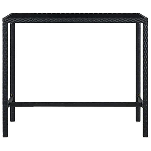 vidaXL Garden Bar Set 5 Piece with Cushions Outdoor Patio Terrace Backyard Furniture Dining Table and Chair Seating Poly Rattan Black