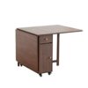 COMUHOME Extendable Drop Leaf Folding Dining Table with 2 Drawers and 4 Wheels for Living Room,Kitchen, Farmhouse, Space Saving Table in Walnut
