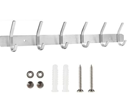 Voarge Coat Hooks for Wall, Heavy Duty Coats Hook with 6 Hooks, Stainless Steel Coat Hooks for Hanging Towel, Clothes, Hat, Metal Wall Coat Racks