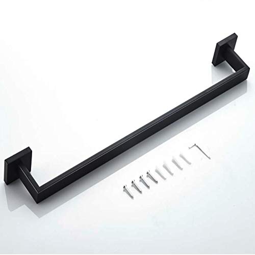 KAIISSA SUS304 Stainless Steel Towel Bar Rail - 41cm / 16 Inches, Towel Rail Rack Square Bathroom Rack Shelf Screw Wall Mounted Towel Holder Blac
