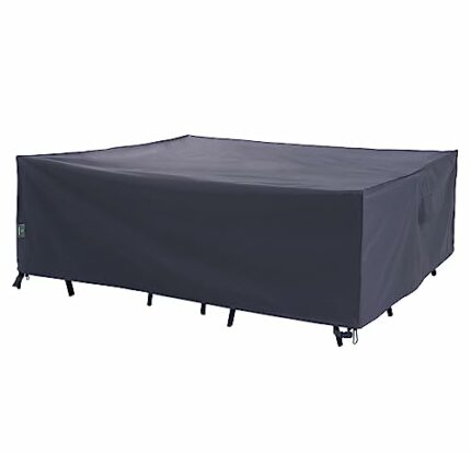 F&J Outdoors 275x205x80cm Large Covers for Garden Furniture Waterproof UV Resistant Eco-friendly Fabric for Ding Table with Chairs Set,Grey