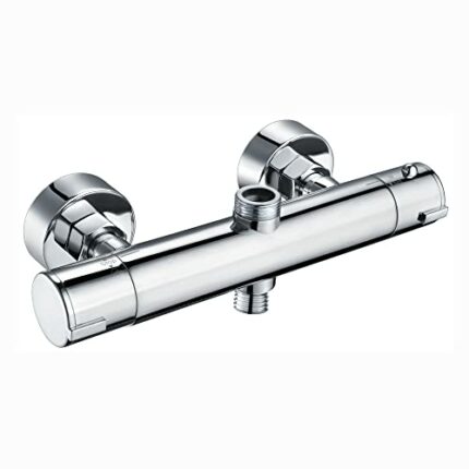 ENKI, Dune, T33, Chrome, Thermostatic Shower Mixer Bar Valve with Two Outlets, Solid Brass, Anti-Scald Device, Anti-Scald Device, Temperature Con