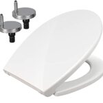 Toilet Seat Cover White Seat Soft Close Quick-Release for Easy Cleaning Plastic Material Durable Toilet Seat Easy Dual Fixing Top & Bottom Fix by