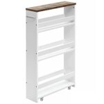 QUANJJ 4-layer Rolling -thin Practical Storage Cart Tower Kitchen Storage Box Handle White Storage Cart