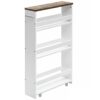 ZCMEB 4-layer Rolling -thin Practical Storage Cart Tower Kitchen Storage Box Handle White Storage Cart