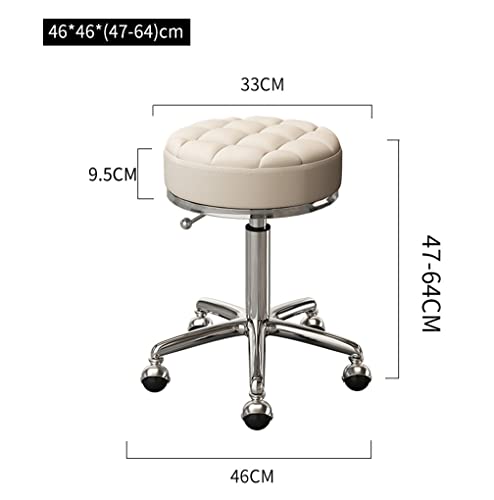 AANAN Stools,Beauty Stool Rolling Stool, Comfortable Swivel Stool on Wheels, Heavy Duty Hydraulic Metal Stool with Rod for Salon, Massage, Clinic