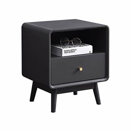 JYDQM All Solid Wood Bedside Table Bedroom Nordic Home Wood Simple Bedside Storage Cabinet Gray
