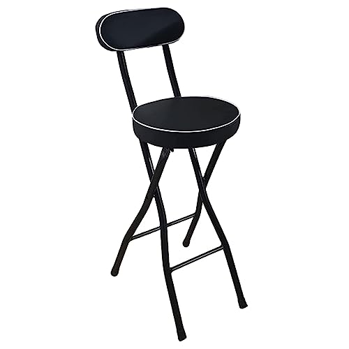 Round Compact Folding Breakfast Bar Stool Chair, Folding Bar Stool With Back Support And Footrest, With Padded Seat, For Kitchen Chair Dining Roo