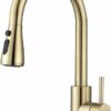 DAYONE Kitchen Mixer Tap with Pull Out Spray, Stainless Steel Sink Taps Mixer for Kitchen Single Lever, High Arc 360° Swivel 3 Spray Modes Kitche