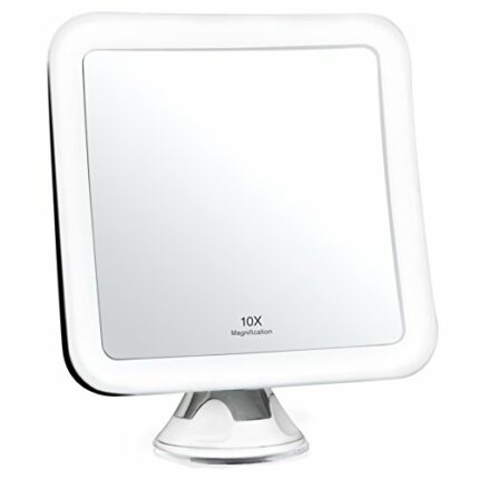Fancii 10x Magnifying Lighted Makeup Mirror - Daylight LED Travel Vanity Mirror - Compact, Cordless, Locking Suction, 163mm Wide, 360 Rotation, P