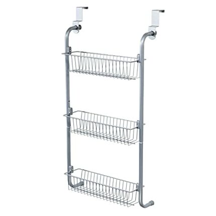 art moon Climber 3 Tier Over the Door Storage Baskets, Hanging Racks for Kitchen and Bathroom, Steel, 40 x 13.5 x 77 cm