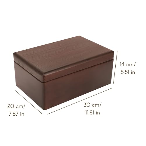 Creative Deco Large Brown Wooden Storage Box | 30 x 20 x 14 cm (+/-1 cm) | with Hinged Lid | Gift Box for Tool Dog Toy Shoes Clothes Kitchen Stor