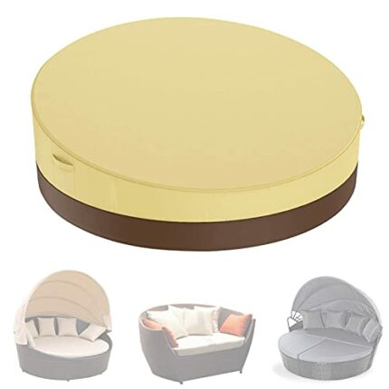 KXHWSH Garden Daybed Cover- Round Garden Sofa Bed Cover- Protective for Dust,/Windproof/Waterproof- 4 Colors Available（Beige/Coffee Color）