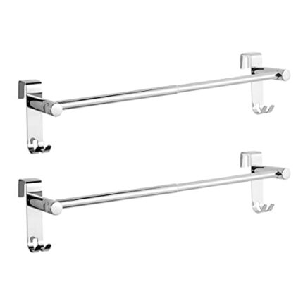 EMKE Retractable Towel Rail, Bathroom Over the Door Hanging Towel Rack with Hooks, Stainless Steel Sink Towel Holder with Adjustable Length, Radi