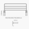Towel Rack Holder bathroom Single layer 304 Stainless Steel Wall Mount 90 Folding Towel Rail with Hooks Storage Shelf with 3 Towel Bar 40CM (Size
