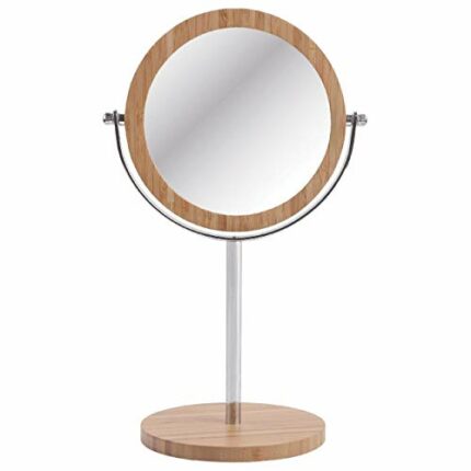 Sanjo Bamboo and Chrome Pedestal Mirror. 2 Sided. True and 3x Magnification