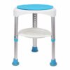 CHEWO Bath Stools,Round Shower Stool Bath Stool with Padded Rotating Adjustable Legs Blue Non-Slip Seat Bath Bench Lightweight with Storage Shelf