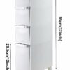 4-Tiers Bathroom Floor Storage Cabinet 8.6'' Small Corner Bathroom Floor Cabinet with Clear Drawers and Casters Waterproof Drawer Cart Storage To
