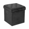Inspire Me! Home Décor Anastasia Ottoman with Lux Metal Studs and Functional Handle Detailing, Classy Sand Shell Soft Velvet, 40 x 40 x 43 cm, Tu