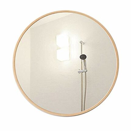 Bathroom Mirror Vanity Mirror Wall Mirror Round Mirror Bedroom Mirror, HD Silver Mirror, Wooden Frame (Wood Diameter 50cm(19.7inches))