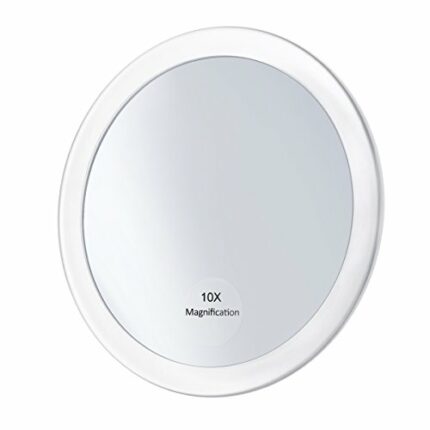 FRCOLOR 10X Magnifying Mirror with 3 Suction Cups, Cosmetic Make Up Mirror Folding Pocket Mirror 5.9 Inch (White)
