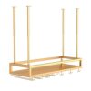 EYLINK Wine Holder Upside Down Wine Rack Simple Style Gold Iron Ceiling Hanging Stemware Glasses Racks Home Decoration Wine Bottle Shelf for Bars
