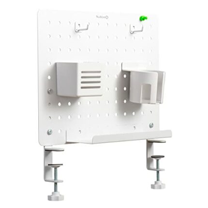 Clamp-On Table & Desk Organiser Storage Pegboard - Easy-to-Install Steel Peg Board Helps You Declutter Your Workspace or Gaming Room - Includes C
