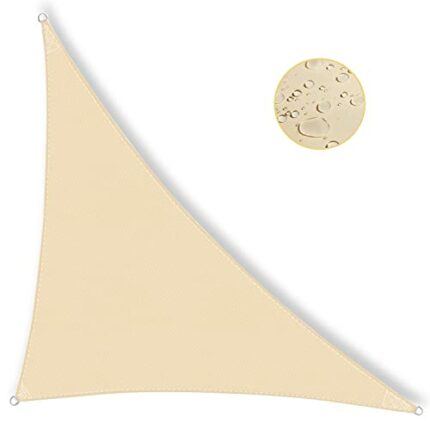 IOAOI Triangle Sun Shade Sail 3m x 4m x 5m Sails Canopy Waterproof Garden Sail Outdoor Awnings for Patios Waterproof with Free Rope - Pale Yellow