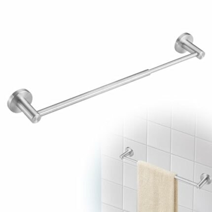 Sumajuc Stainless Steel Towel Rail, Adjustable 40-70 cm Towel Rail Wall Mounted with Screws for Bathroom and Kitchen