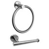 Stainless Steel Black Towel Ring and Toilet Paper Holder, 2 Pcs Bathroom Black Hand Towel Holder Wall Mounted and Towel Ring (Matte Black)