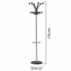 UNILUX Hakea Coat Stand Chrome-Plated Steel and Black Plastic with 12 Round Clothes Hooks and Adjustable Umbrella Stand 176 cm High